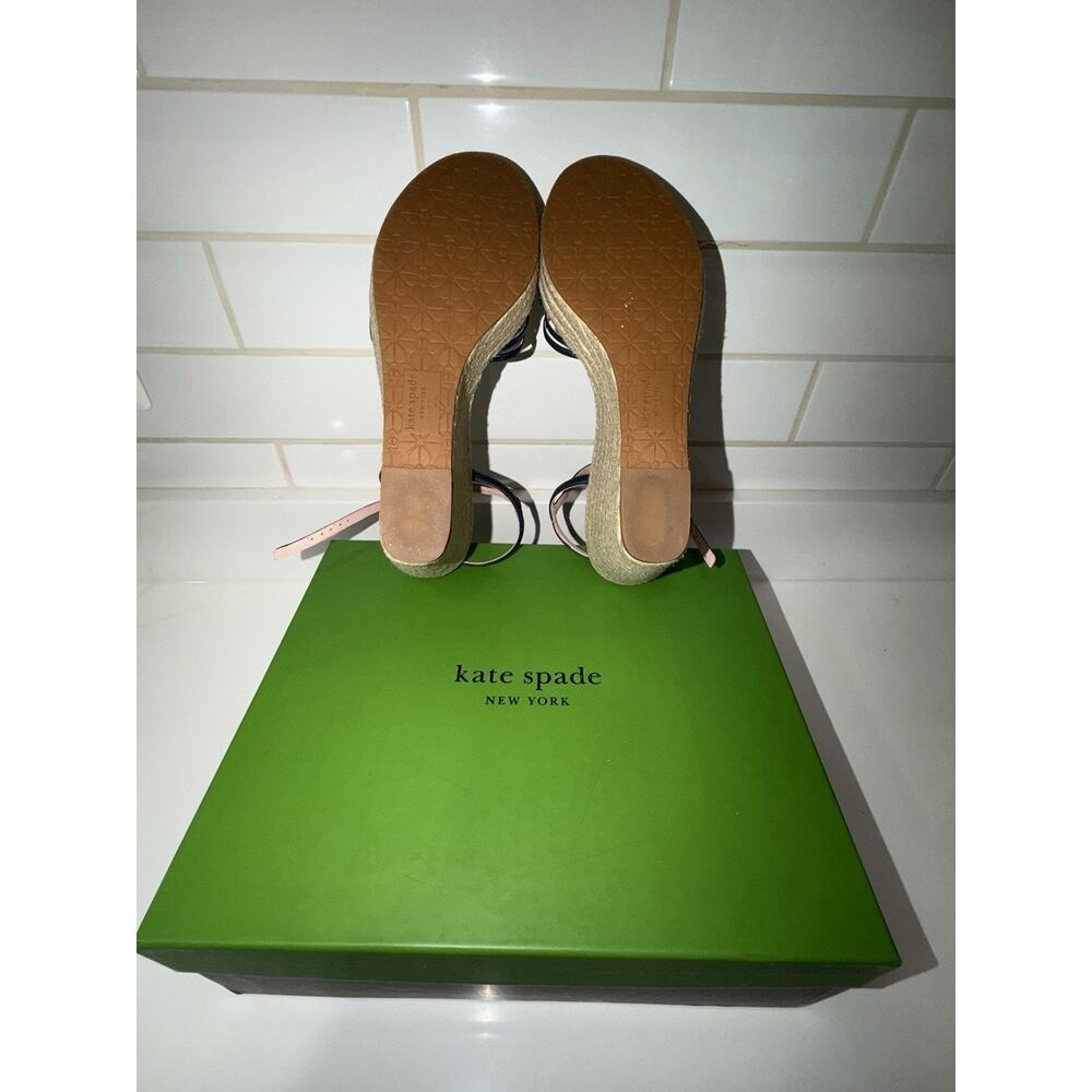 Kate Spade Tessa Navy Blue Leather Espadrille Wedge Sandals Size 11 B EUC - Picture 9 of 15